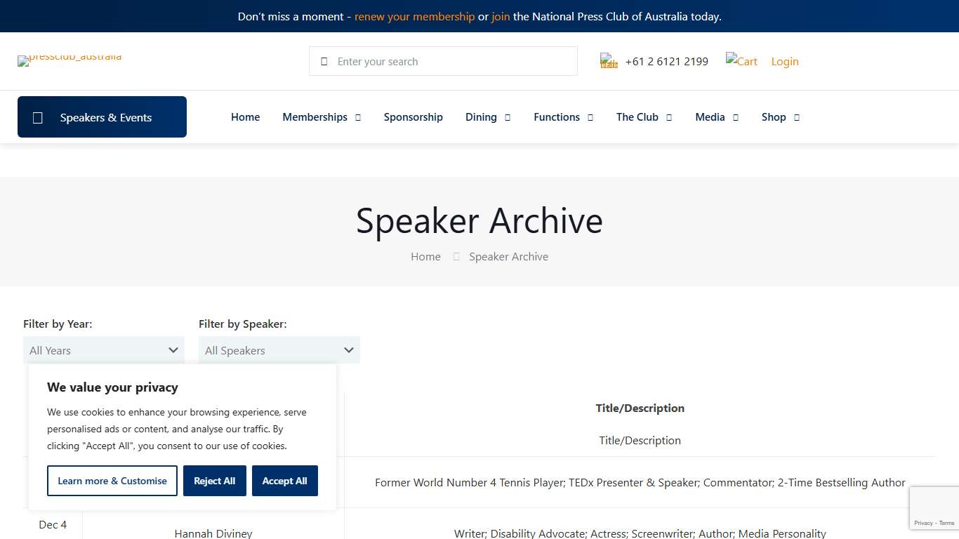 Speaker Archive - National Press Club of Australia